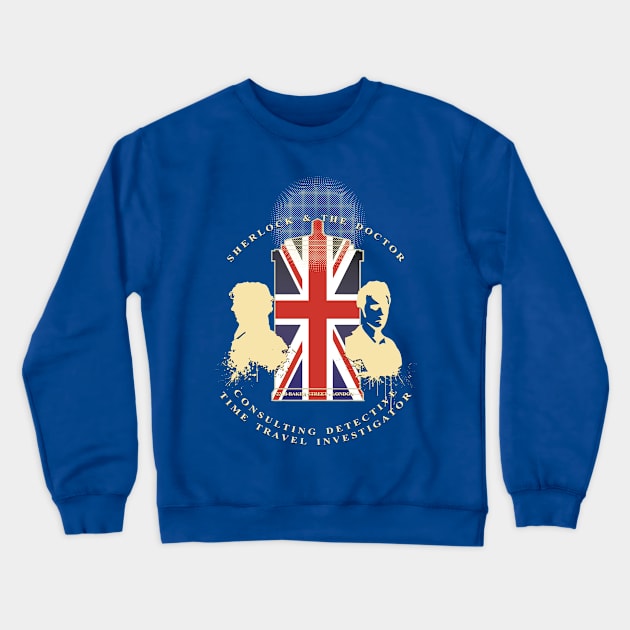 SHERLOCK & THE DOCTOR Crewneck Sweatshirt by KARMADESIGNER T-SHIRT SHOP